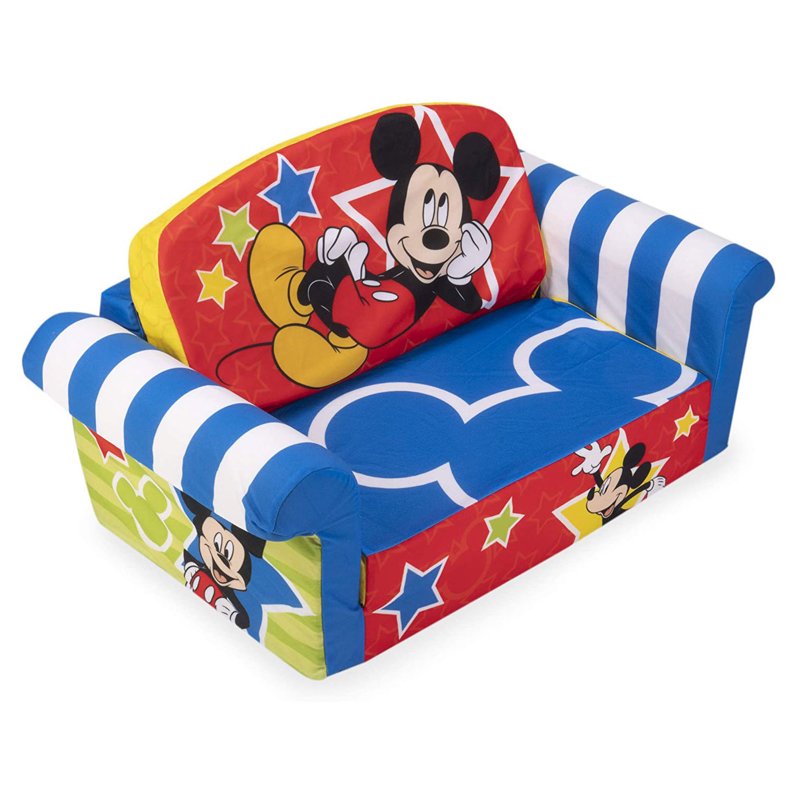 Marshmallow Furniture Kids 2-in-1 Flip Open Foam Sofa Bed Mickey Mouse
