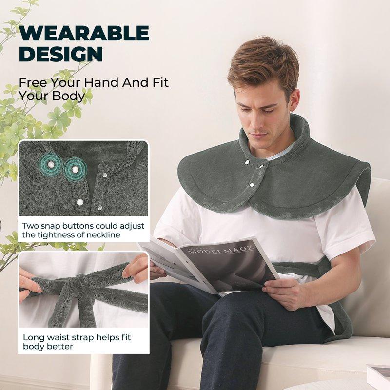 MaxKare Extra Large Flannel Heating Pad With 4 Heat Settings & Auto Shutoff For Full Body Stress Relief Gray One Size (24"x40")