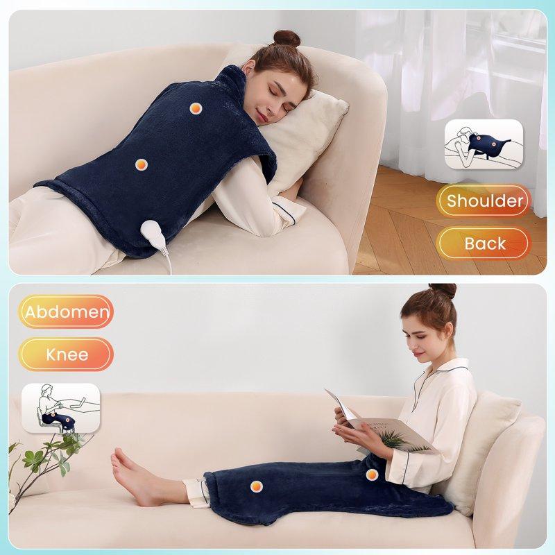 MaxKare Ultra Soft Heating Pad With 4 Heat Settings & Auto Shut-off For Full Body Stress Relief 24"x33"- Navy Blue