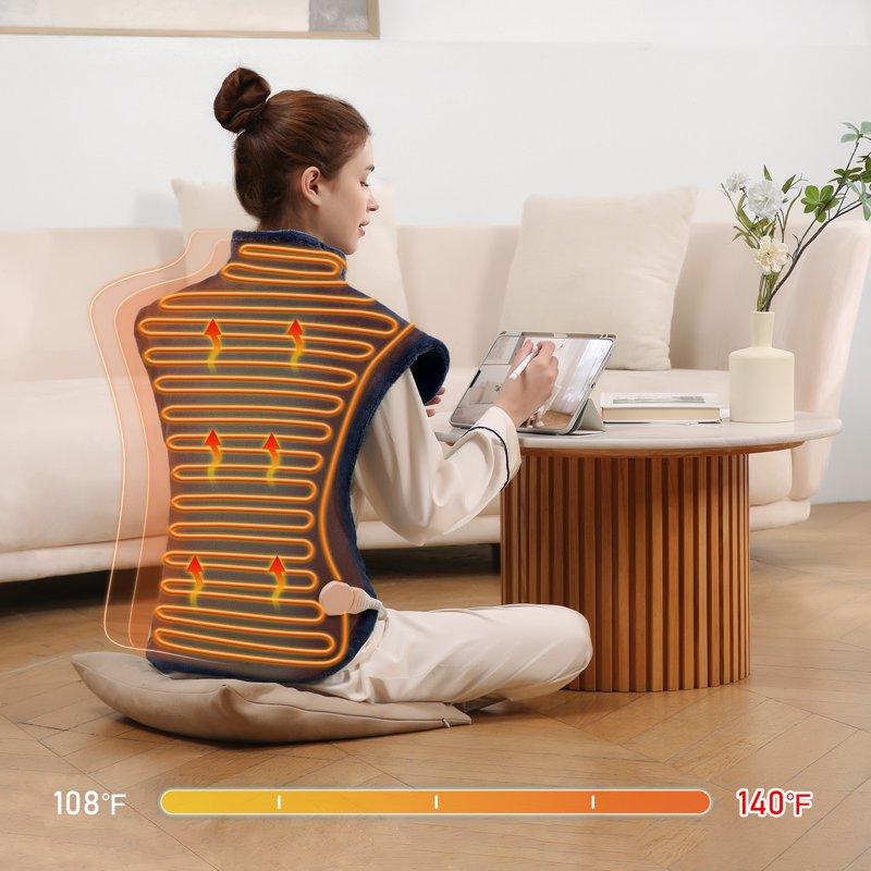 MaxKare Ultra Soft Heating Pad With 4 Heat Settings & Auto Shut-off For Full Body Stress Relief 24"x33"- Navy Blue