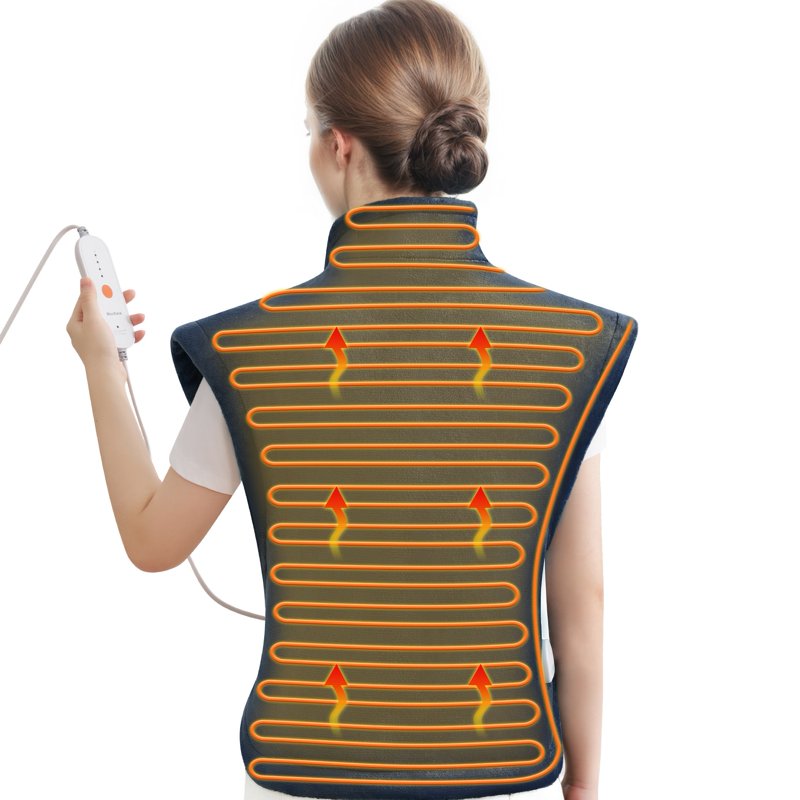 MaxKare Ultra Soft Heating Pad with 4 Heat Settings & Auto Shut-off for Full Body Stress Relief 24"x33"- Navy Blue