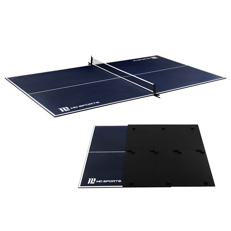 MD Sports Official Size Table Tennis Conversion Top 4 Piece Foldable Design with Net - Blue