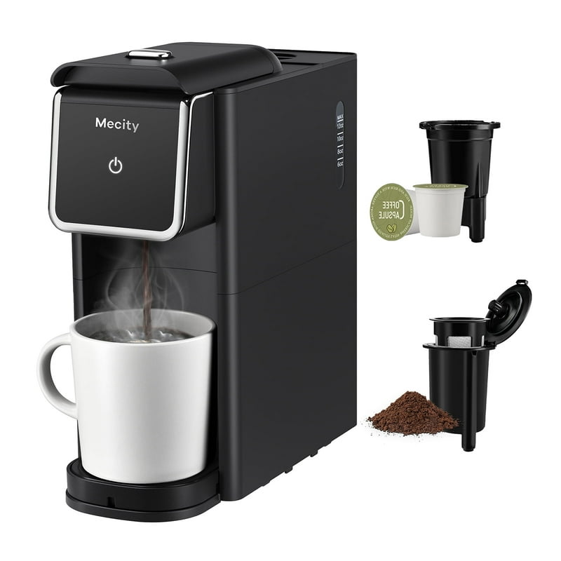 Mecity Stainless Steel Coffee Maker - Single Serve For Ground Coffee & Loose Tea 6-12 Oz Brew Sizes Black