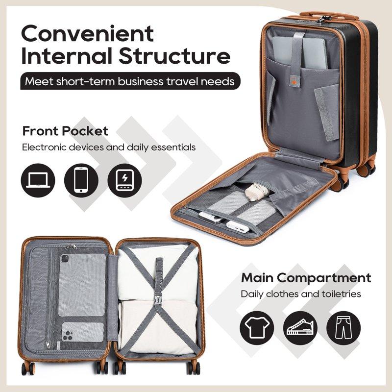 Melalenia 3-Piece Front Opening Cover Carry-on Luggage Side Hooks TSA Lock Spinner Wheels YKK Zippers