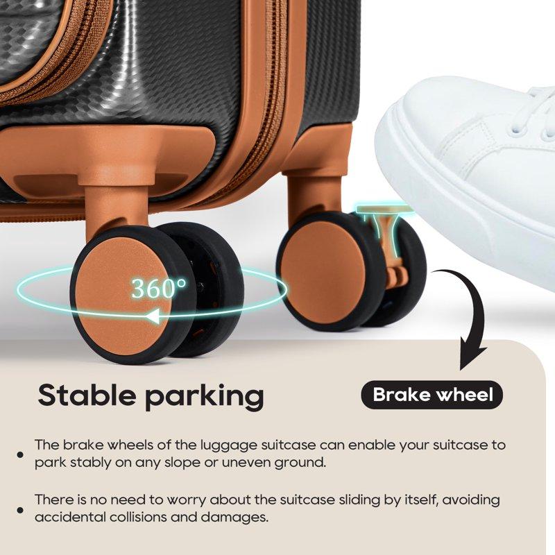 Melalenia 3-Piece Front Opening Cover Carry-on Luggage Side Hooks TSA Lock Spinner Wheels YKK Zippers