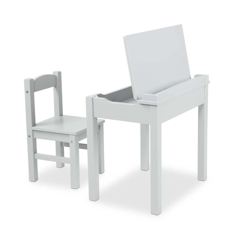 Melissa & Doug Kids Furniture Wooden Lift-Top Desk & Chair - Gray Grey