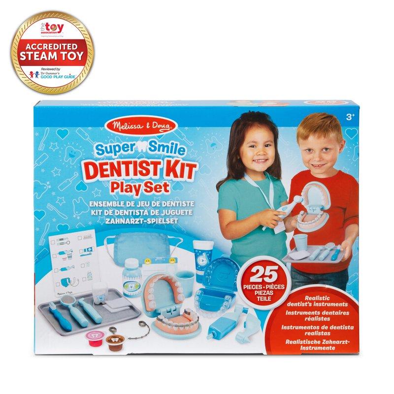 Melissa & Doug Super Smile Dentist Kit With Pretend Play Set Of Teeth And Dental Accessories (25 Toy Pieces)