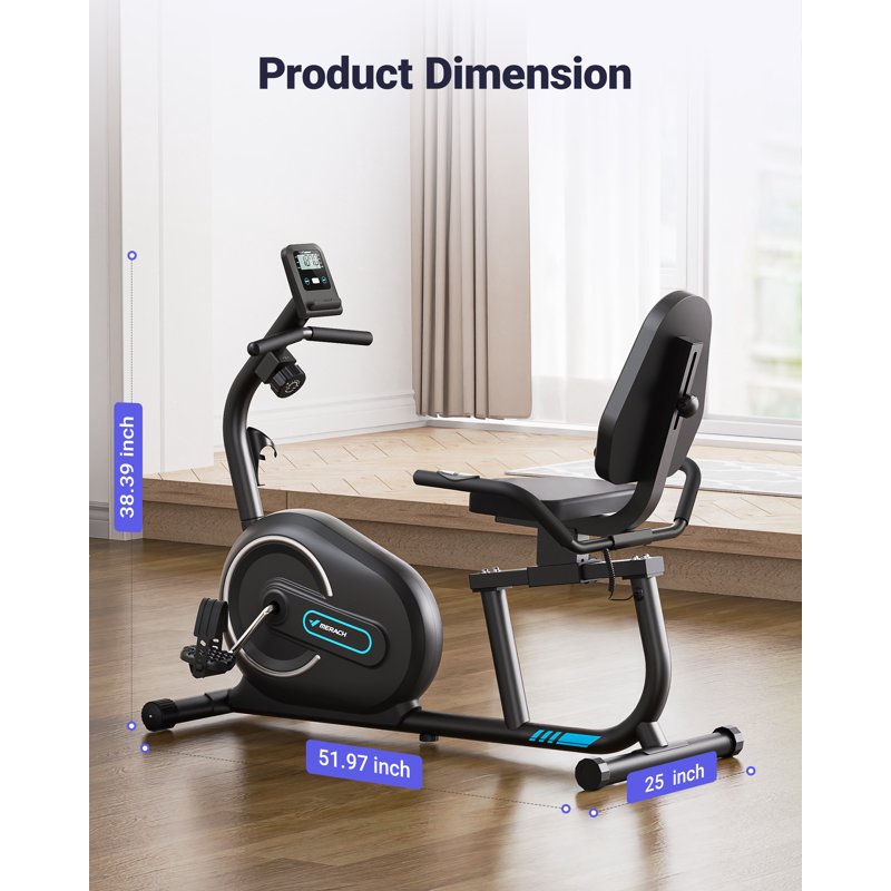 MERACH Recumbent Exercise Bikes For Home Sit Down Stationary Bicycle Magnetic 8 Levels Resistance Indoor Cycling Bike With Free APP