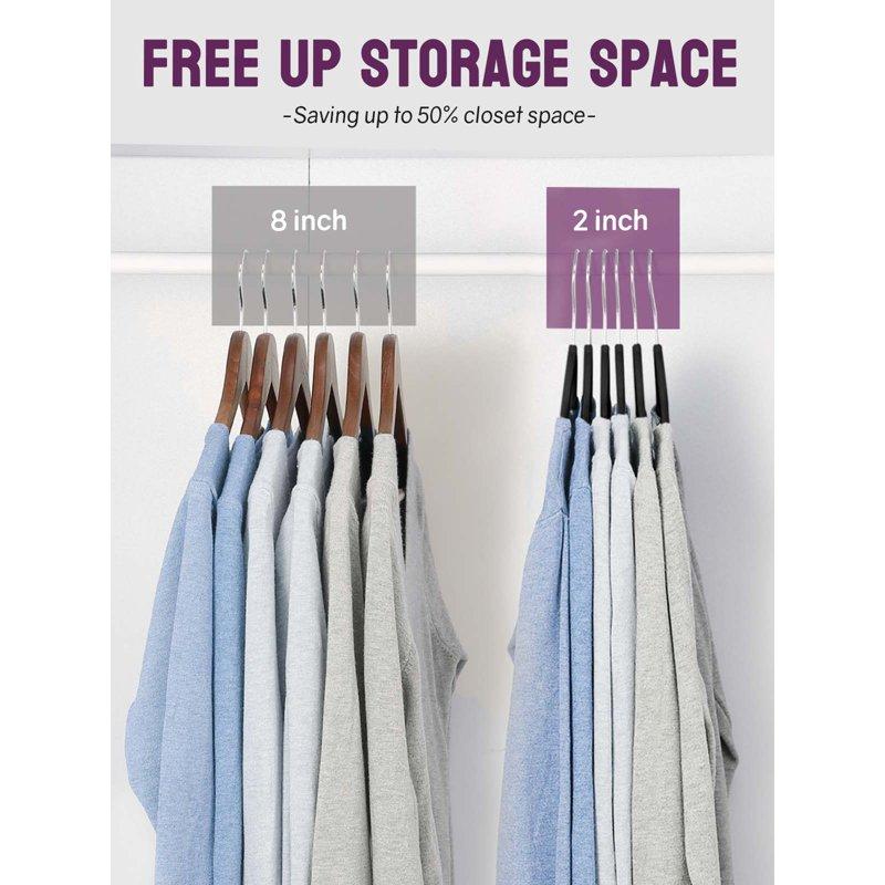 Metronic Black Velvet Hangers 60 Pack Premium Clothes Hangers Non-Slip Felt Hangers Sturdy Black Hangers Heavy Duty Coat Hangers Durable Suit Hangers For Space Saving