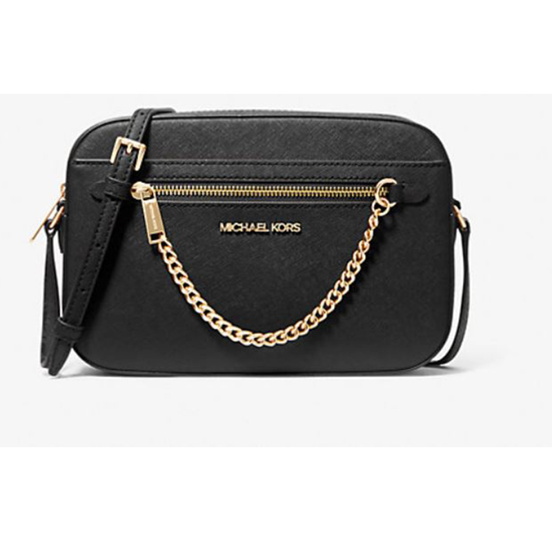 Michael Kors Women's Adult Two inside pockets leather East West Chain Crossbody Bag Black/Large