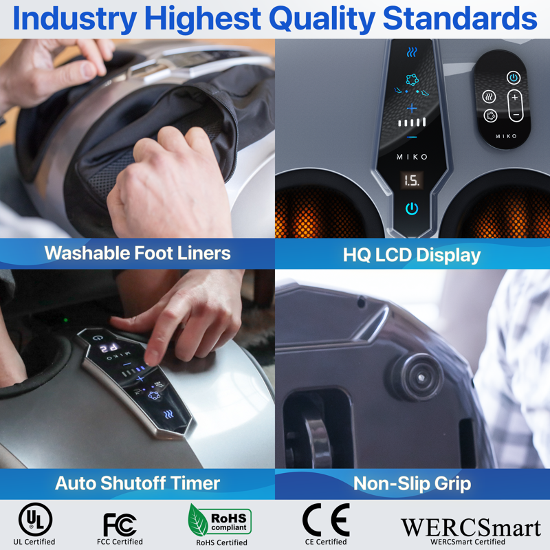 MIKO Shiatsu Foot Massager Machine - Deep Kneading Shiatsu Air Compression And Heat Therapy - Touchscreen - 2 Wireless Remotes
