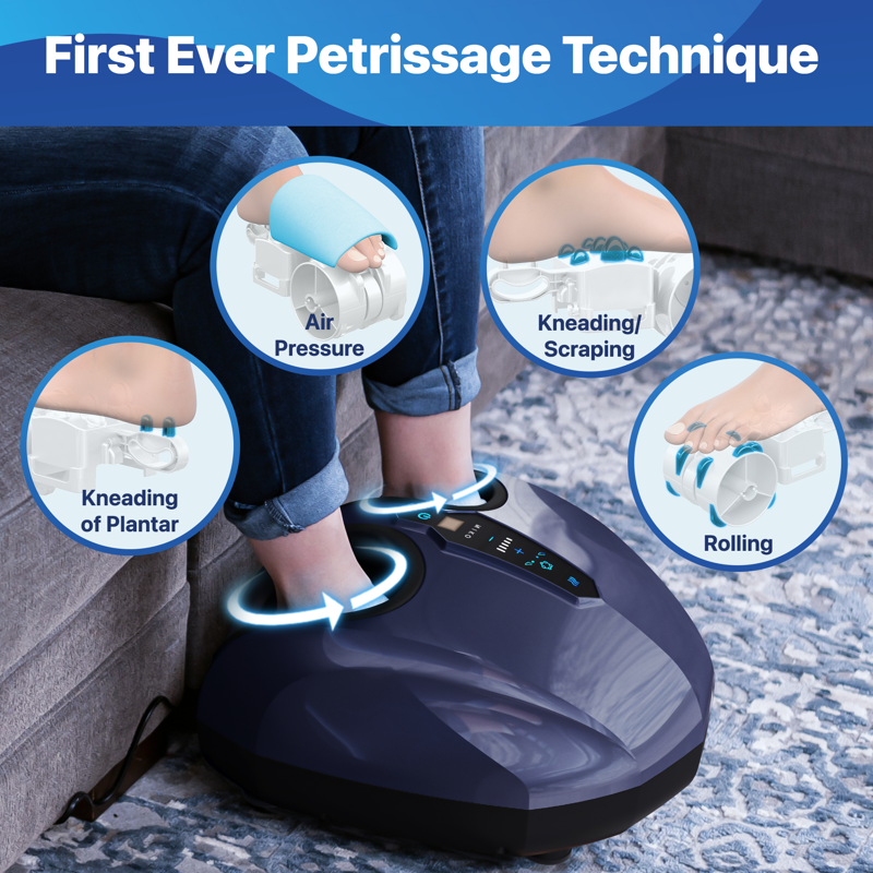 MIKO Shiatsu Foot Massager Machine - Deep Kneading Shiatsu Air Compression And Heat Therapy - Touchscreen - 2 Wireless Remotes