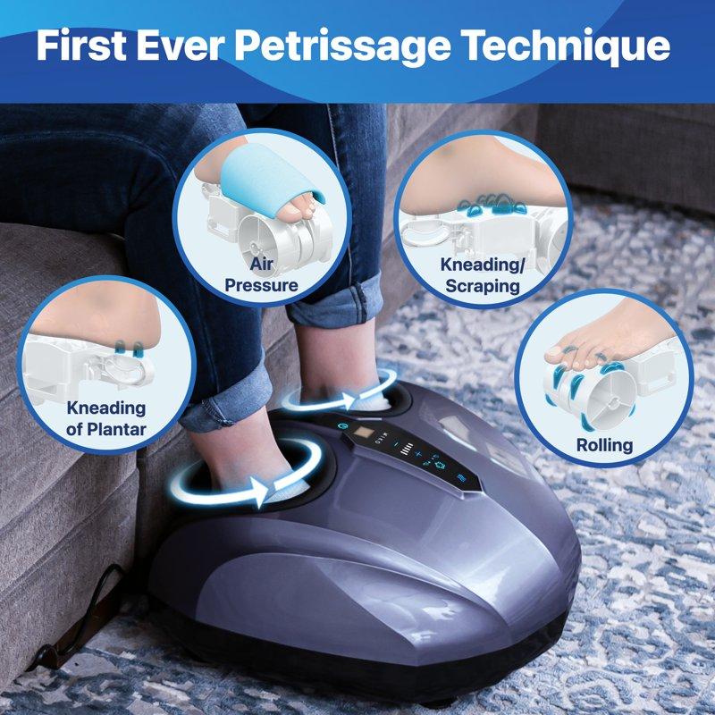 Miko Shiatsu Foot Massager With Heat Kneading And Rolling And Pressure Settings - 2 Wireless Remotes