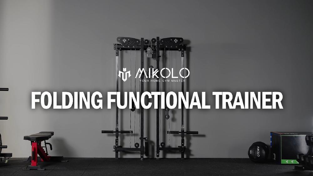 Mikolo Foldable Power Rack Cage 1000lbs Capacity Wall Mounted Squat Rack With Independent Pulley System Space Saving Home Gym Equipment With 5 Adjustable Angle