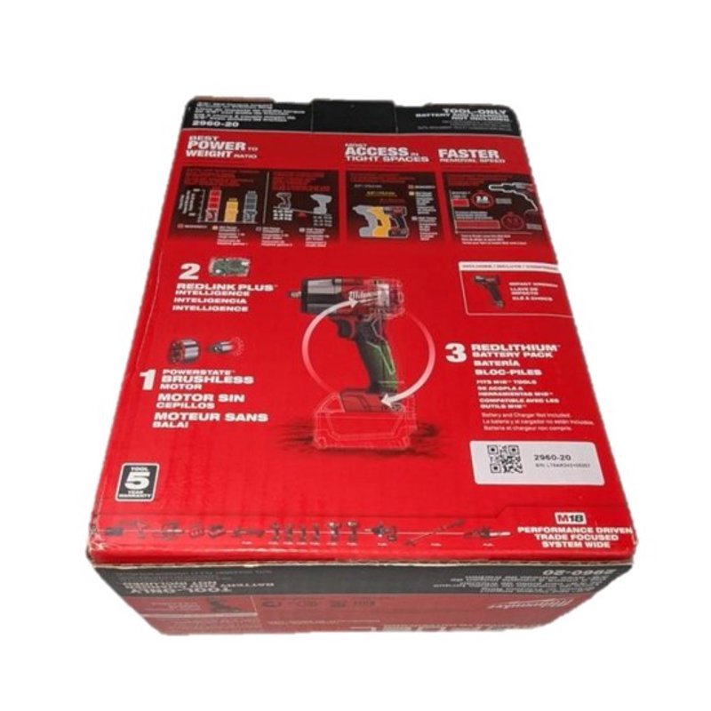 Milwaukee 2960-20 M18 FUEL 3/8" Mid-Torque Impact Wrench With Friction Ring – 600 Ft-lbs Torque Compact Design 4-Mode Control Brushless Motor (Bare Tool)