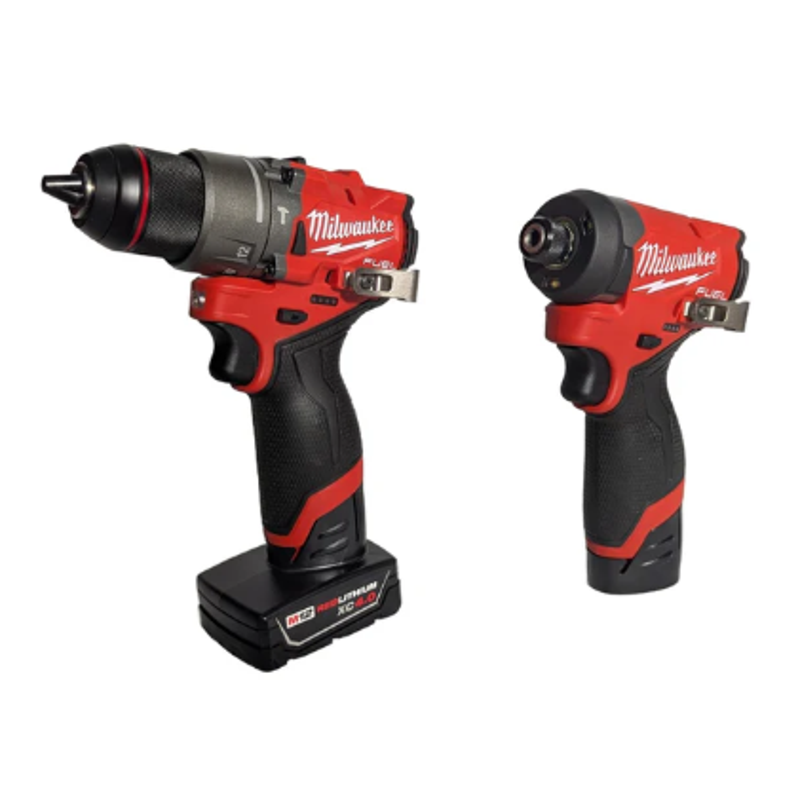 Milwaukee M12 FUEL 12V Lithium-Ion Brushless Cordless 2-Tool Combo Kit – 1/2" Hammer Drill & 1/4" Impact Driver With 2 Batteries Charger & Bag (Model 3497-22)