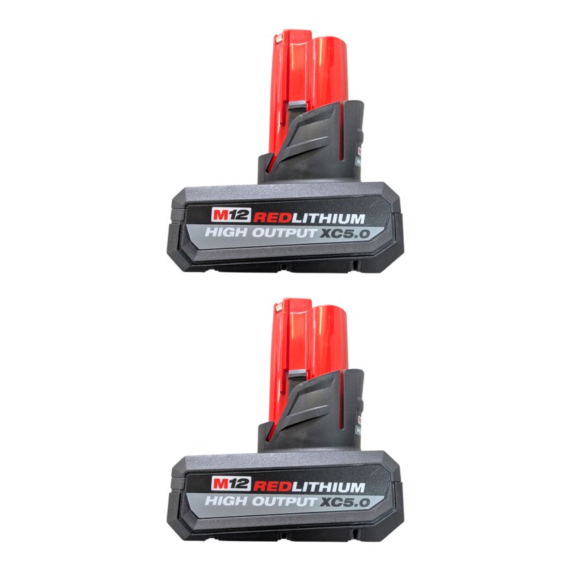MILWAUKEE M12 REDLITHIUM HIGH OUTPUT XC5.0 Battery Pack Kit (Model 48-59-2450P) – Includes 2 Batteries & 1 Charger - 25% More Power & Runtime