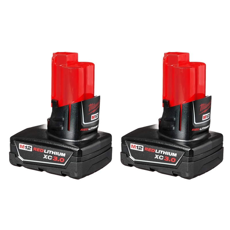 MILWAUKEE M12 REDLITHIUM XC 3.0Ah Battery 2-Pack (48-11-2412) – Extended Runtime And High Performance