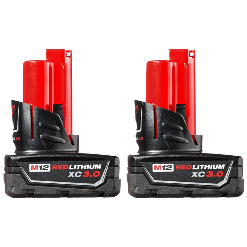 MILWAUKEE M12 REDLITHIUM XC 3.0Ah Battery 2-Pack (48-11-2412) – Extended Runtime And High Performance
