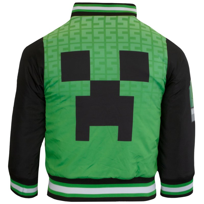 Minecraft Bomber Jacket For Boys Zip-Up Creeper Varsity Jacket For Kids (Sizes 4-18)