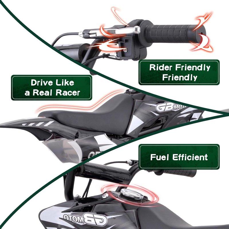 Mini Kid Dirt Bike 49 CC 2-Stroke Gas Bike With Off-Rode Tire Suspensions Up To 20Mph