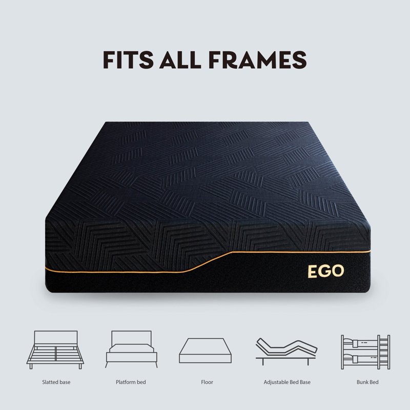 MLILY Ego Black Firm Cooling Gel Memory Foam Mattress 14 Inch King Size Mattress In A Box