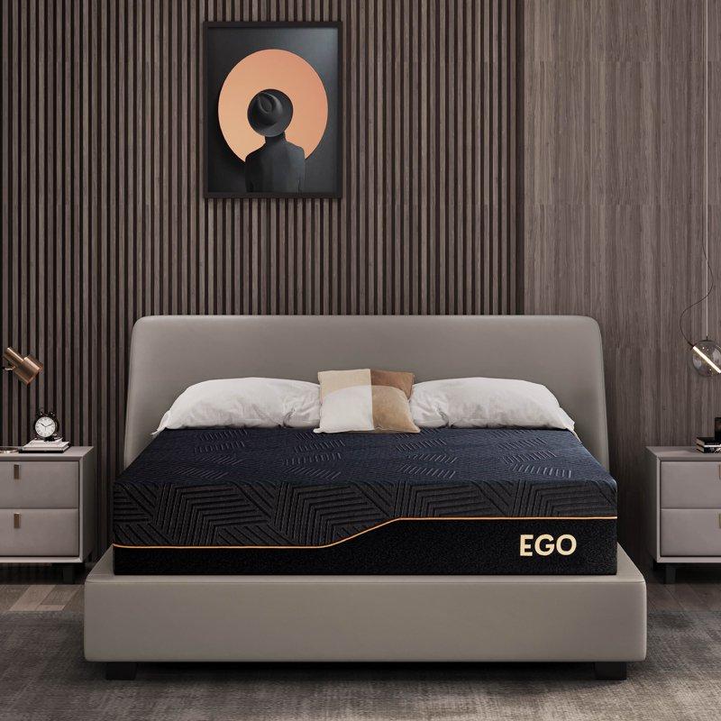 MLILY Ego Black Firm Cooling Gel Memory Foam Mattress 14 inch King Size Mattress in a Box