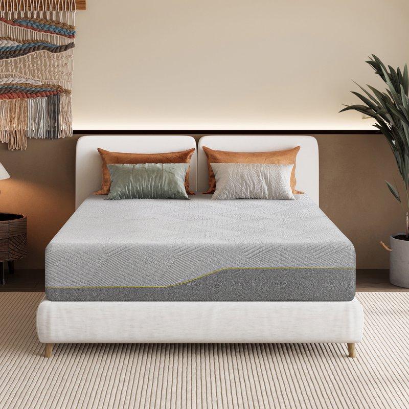 MLILY Ego Gray 14 inch Queen Mattress in a Box Gel Memory Foam Mattress Queen Beds in a Box Medium