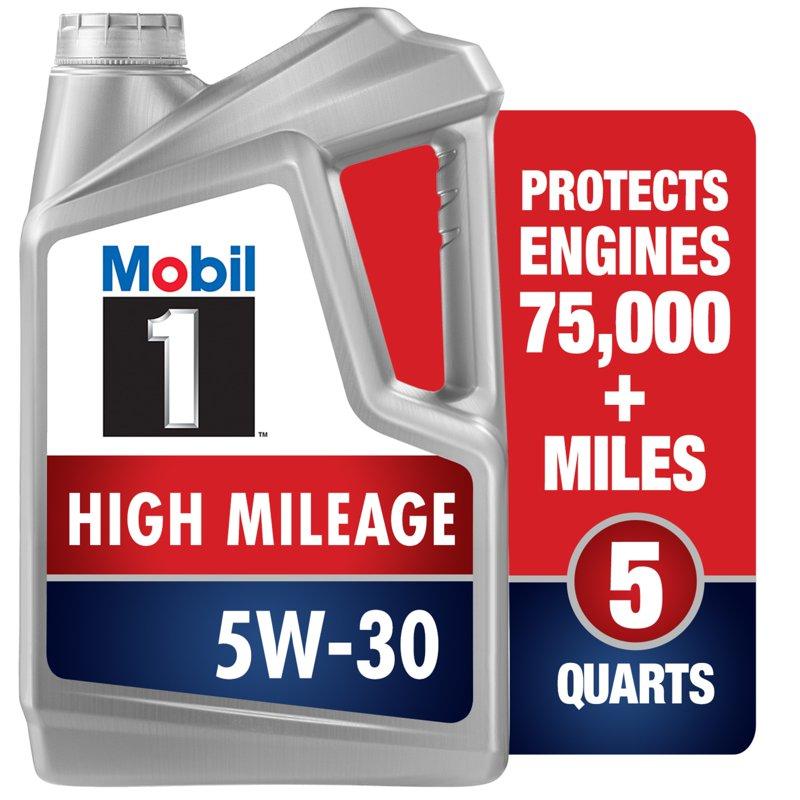 Mobil 1 High Mileage Full Synthetic Motor Oil 5W-30 5 Quart
