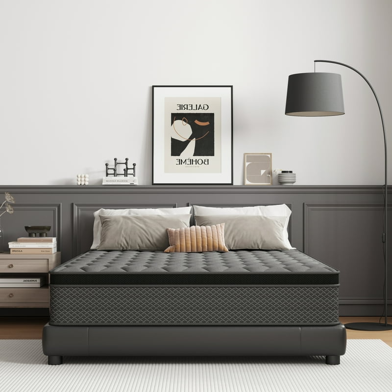 Mocangtu 12" Queen Hybrid Mattress In A Box Gel Memory Foam With Individually Wrapped Pocket Coils Medium Firm Pressure Relief Cooling Sleep Support