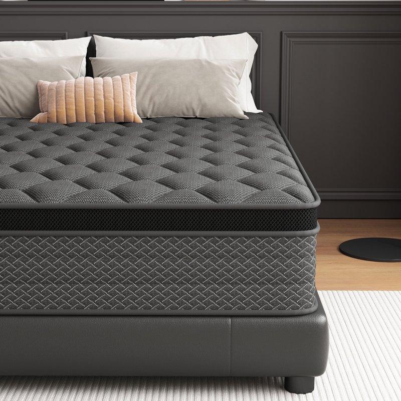 Mocangtu 12" Queen Hybrid Mattress in a Box Gel Memory Foam with Individually Wrapped Pocket Coils Medium Firm Pressure Relief Cooling Sleep Support