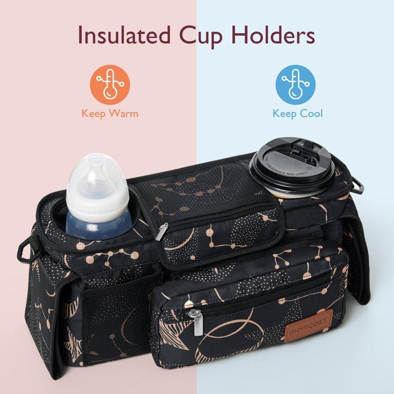 Momcozy Universal Stroller Organizer With Cup Holders Fits Strollers Large Capacity For Baby Essentials Starry Sky