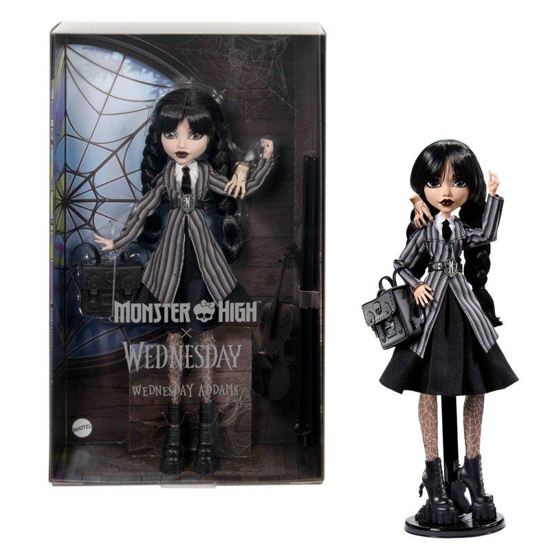 Monster High Wednesday Collectible Doll Wednesday Addams in Nevermore Academy Uniform with Thing