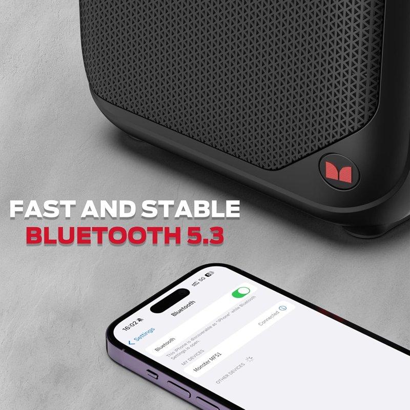 Monster Portable Bluetooth Speakers Wireless Bluetooth Speaker With 40W Loud Stereo Sound Outdoor Speakers With Handle 12H Playtime Supports TF Card AUX For Outdoor