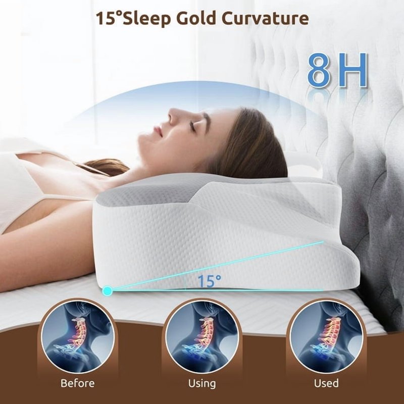 MOONORAH Cervical Pillow For Sleeping Memory Foam Neck Pain Relief Contour Orthopedic Ergonomic Pillows For Women Side Sleepers Queen Size 26"Lx14.6"Wx5.1"H Gray