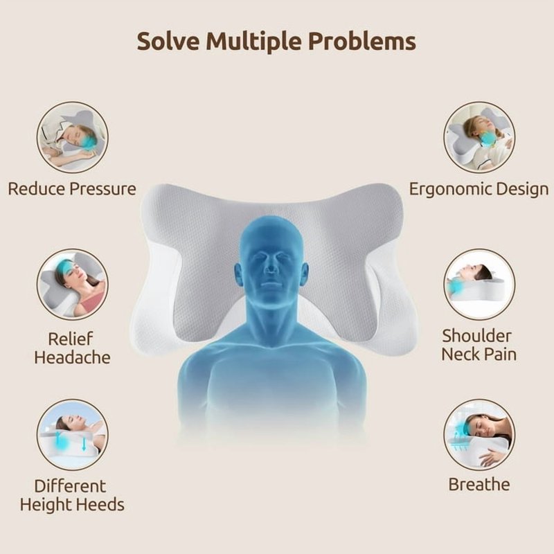 MOONORAH Cervical Pillow For Sleeping Memory Foam Neck Pain Relief Contour Orthopedic Ergonomic Pillows For Women Side Sleepers Queen Size 26"Lx14.6"Wx5.1"H Gray