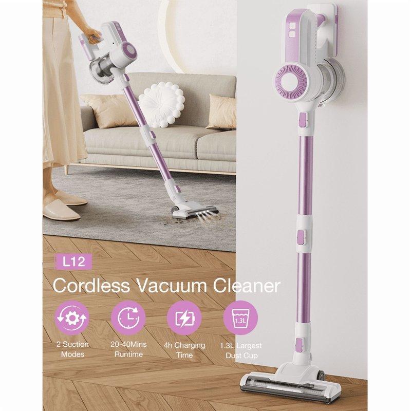 MOOSOO Cordless Vacuum Lightweight Stick Vacuum Cleaner For Carpet Hard Floor Pet Hair Home