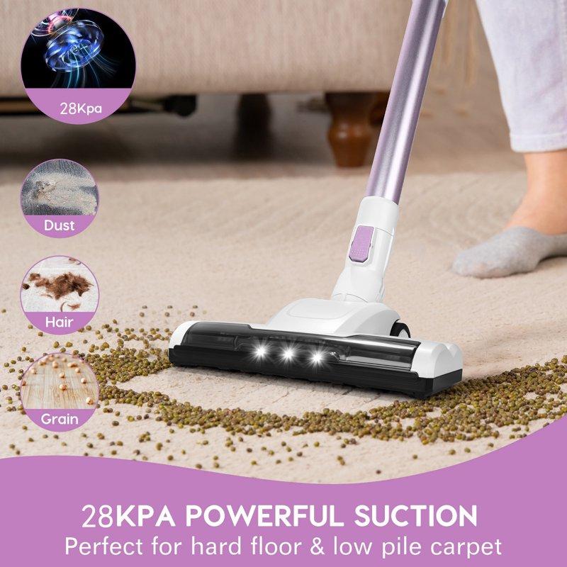 MOOSOO Cordless Vacuum Lightweight Stick Vacuum Cleaner For Carpet Hard Floor Pet Hair Home
