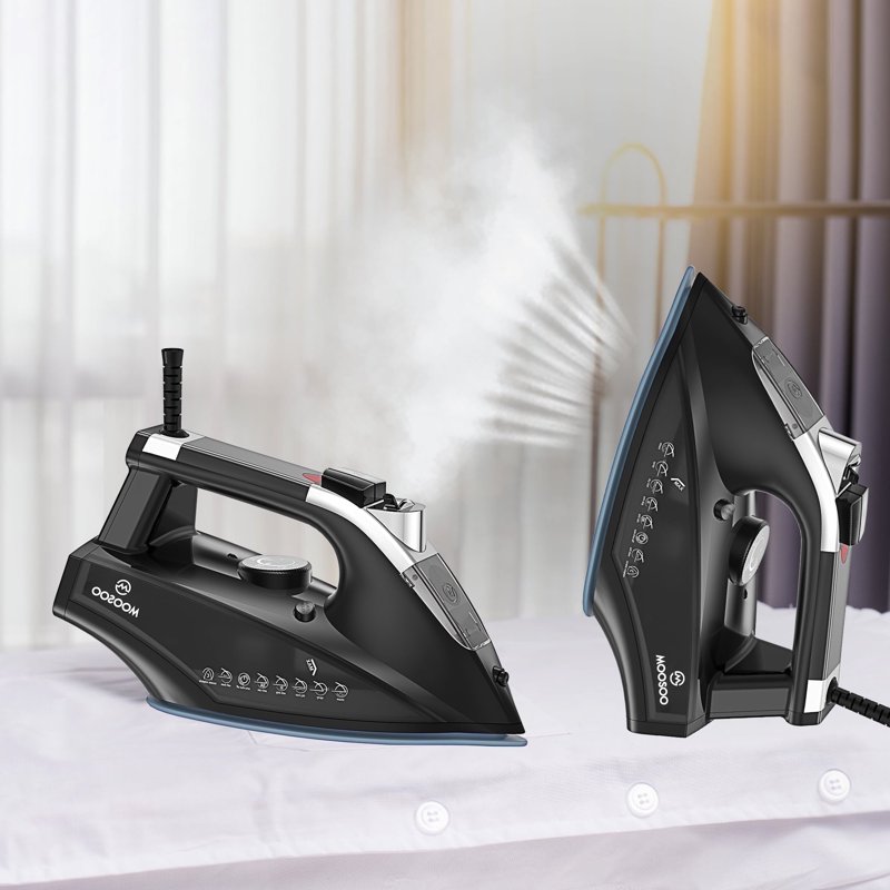 Moosoo Steam Iron 1800W Iron For Clothes With Rapid Heating Ceramic Coated Soleplate Self-Cleaning Auto-Off