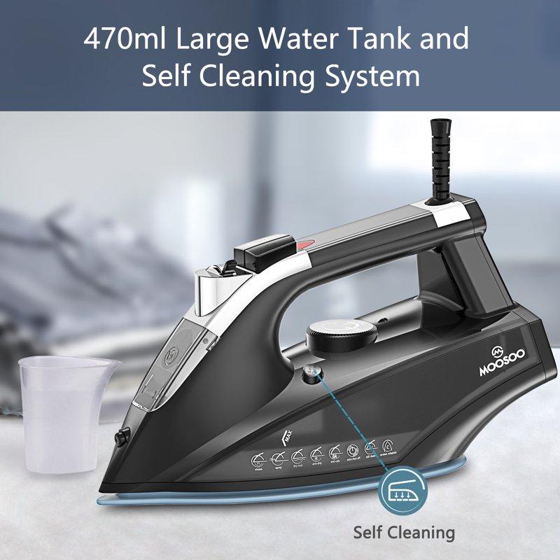 Moosoo Steam Iron 1800W Iron For Clothes With Rapid Heating Ceramic Coated Soleplate Self-Cleaning Auto-Off