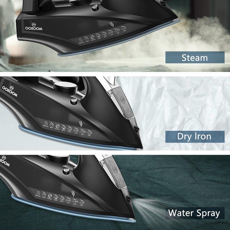 Moosoo Steam Iron 1800W Iron For Clothes With Rapid Heating Ceramic Coated Soleplate Self-Cleaning Auto-Off