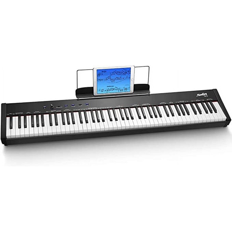 Moukey 88 Key Full-Size Semi-Weighted Electric Piano With 43 Demo Songs 83 Rhythms 128 Premium Tones Dream Chip Includes Sustain Pedal Stand Power Supply Gift For Piano Learner
