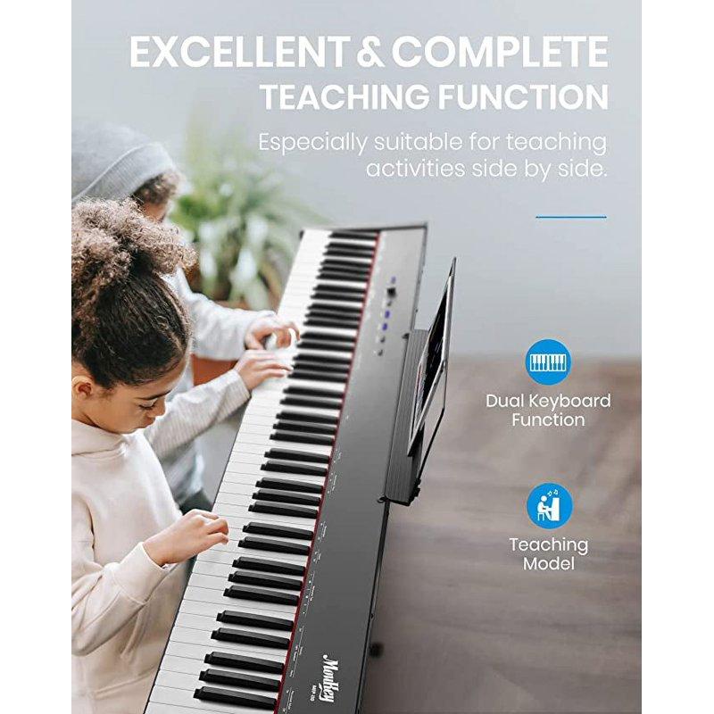 Moukey 88 Key Full-Size Semi-Weighted Electric Piano With 43 Demo Songs 83 Rhythms 128 Premium Tones Dream Chip Includes Sustain Pedal Stand Power Supply Gift For Piano Learner