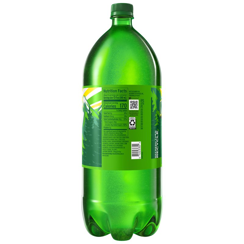 Mountain Dew Citrus Soda Pop 2 Liter Bottle
