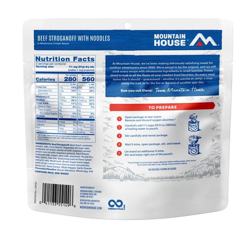 Mountain House Beef Stroganoff With Noodles Freeze-Dried Backpacking & Camping Food 2 Servings
