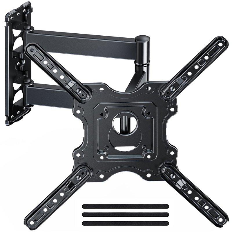 MountFTV Full Motion TV Wall Mount Bracket for 26-65 inch TVs Corner TV Bracket Wall Mount with Extension Tilt Swivel Leveling Max 400*400mm Holds up to 77 lbs Single Wood Studs
