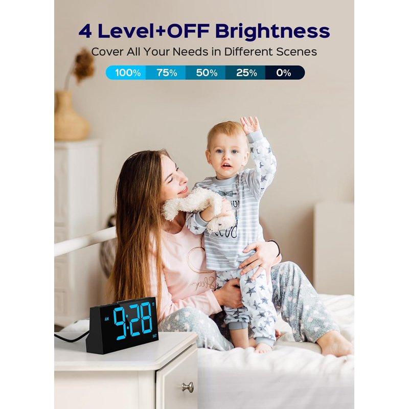 Mpow Alarm Clock For Heavy Sleepers Digital Alarm Clock For Bedroom Adjustable Brightness Customizable Alarms Automatically Dim At Night Progressive Volume DST Loud Alarm Clock For Kids Adults