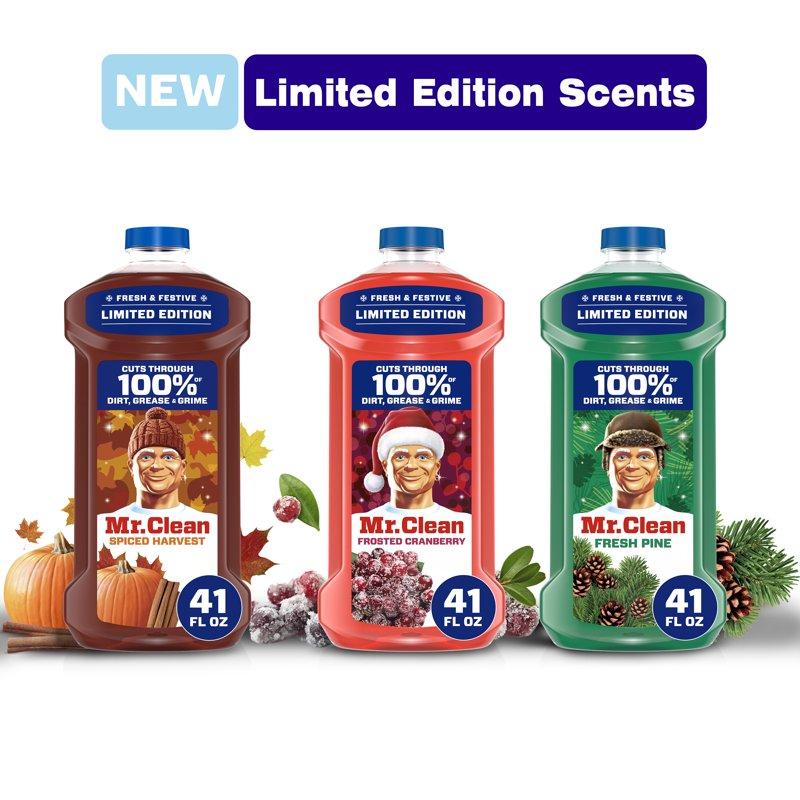 Mr. Clean All Purpose Cleaner Floor Cleaner Mop Soap Cleaning Liquid Spiced Harvest Pumpkin Frosted Cranberry and Fresh Pine Mr. Clean All Purpose Cleaner Floor Cleaner Mop Soap Cleaning Liquid Spiced Harvest Pumpkin Frosted Cranberry and Fresh Pine