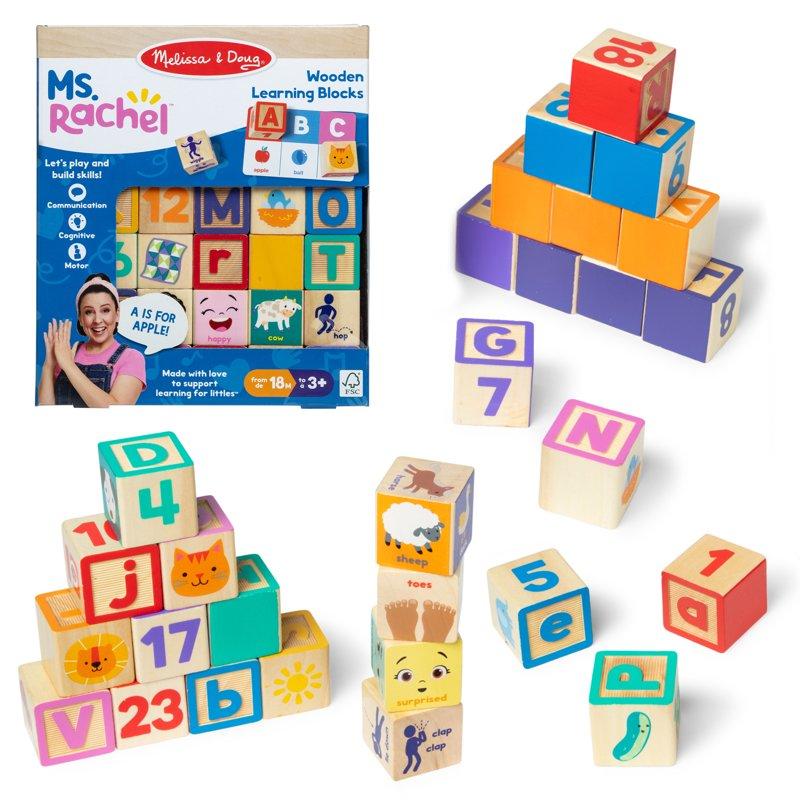 Ms. Rachel Melissa & Doug Number and Game Wooden Learning Blocks with Activity Cards for Toddlers 18 m+ - FSC Certified