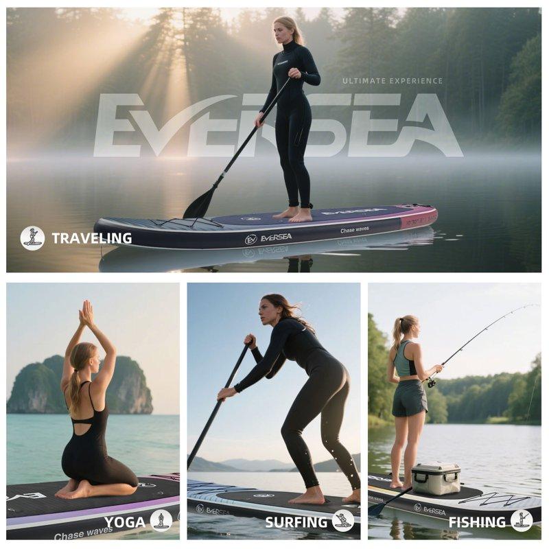 MSEASFREE 10' Inflatable Stand Up Paddle Board With Premium SUP Paddle Board Accessories Non-Slip Comfort Deck For Youth & Adults